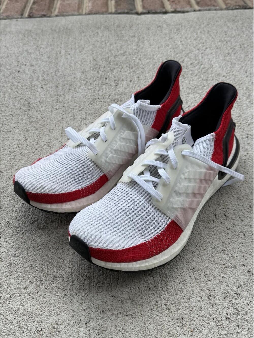 Adidas Ultraboost 19 Running Shoes Men’s 11.5 White Red Black Continental - Picture 7 of 9